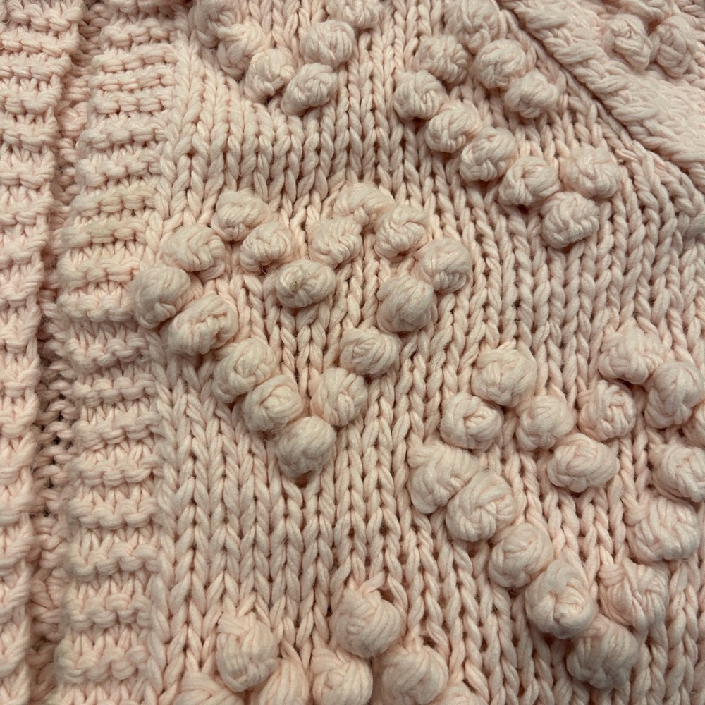 Chicwish Knit Your Love Cardigan Sweater Size Large Pink Hearts Wool Blend - Picture 3 of 8